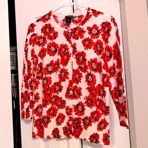 Ann Taylor red and black cardigan size M